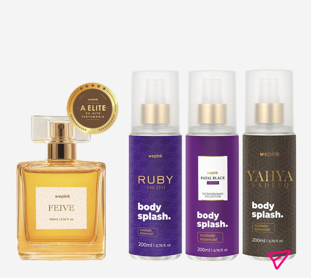 Perfume Feive 100ml + Body Splash Ruby + Body Splash Fatal Black + Body Splash Yahya